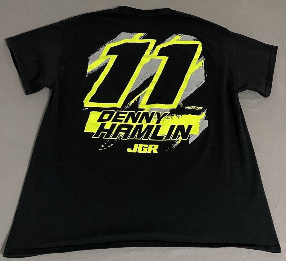 Denny Hamlin 11 JGR NASCAR T-Shirt XL Black Yellow Joe Gibbs Racing Tee